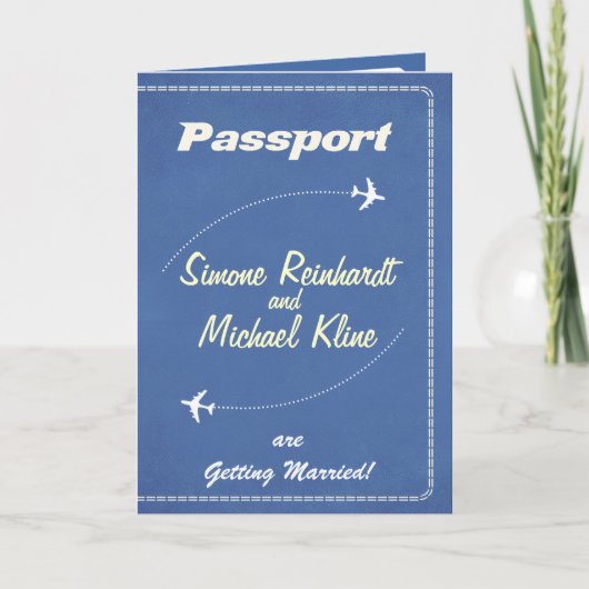 Invitation de passeport ou Save-the-Date Retro Air (Devant)