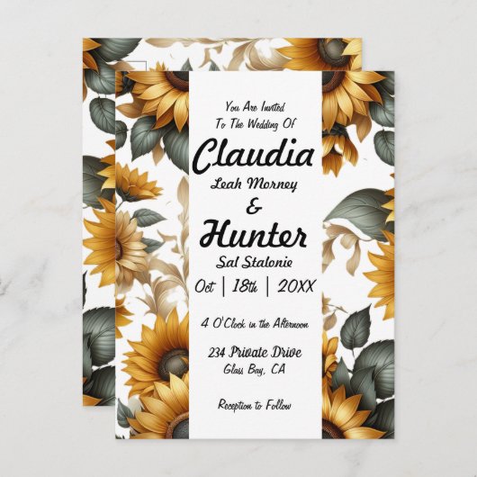 Invitation de patch de tournesol (Devant / Derrière)