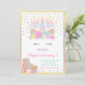 Invitation de patin à roulettes licorne, Licorne (Debout devant)