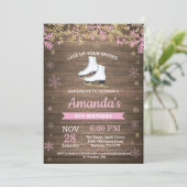 Invitation de patin de rose de fête d'anniversaire (Debout devant)