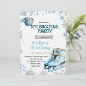 Invitation de patinage bleu et argent d'hiver (Debout devant)