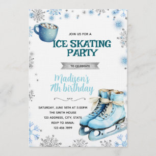 Invitation de patinage bleu et argent d'hiver