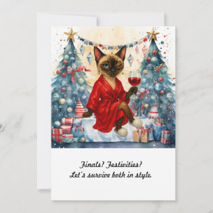 Invitation de pause d'étude de Noël Chat siamois