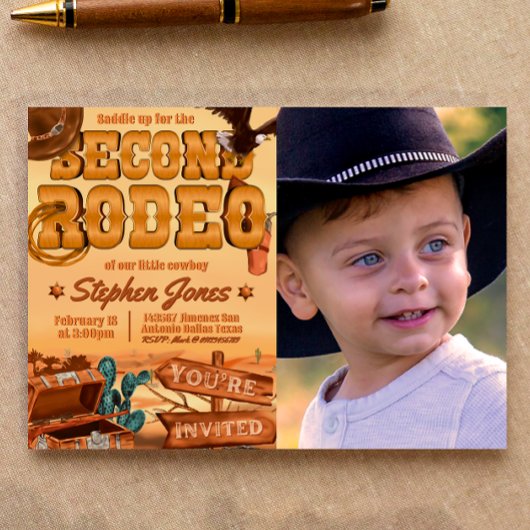 Invitation de paysage de 2e Rodéo avec photo