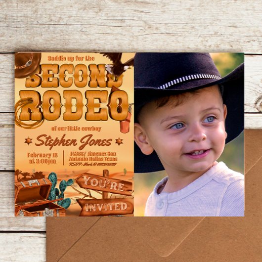 Invitation de paysage de 2e Rodéo avec photo