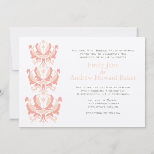 Invitation de Peach Coral and Mushroom Mariage dam (Devant)