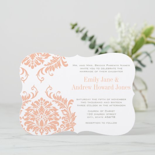Invitation de Peach Coral and Mushroom Mariage dam (Debout devant)