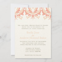 Invitation de Peach Coral and Mushroom Mariage dam