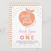 Invitation de Peach First Birthday (Devant / Derrière)