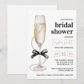 Invitation de Pearls et Prosecco (Devant / Derrière)