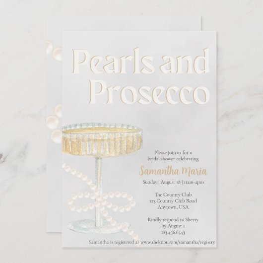 Invitation de Pearls et Prosecco (Devant / Derrière)