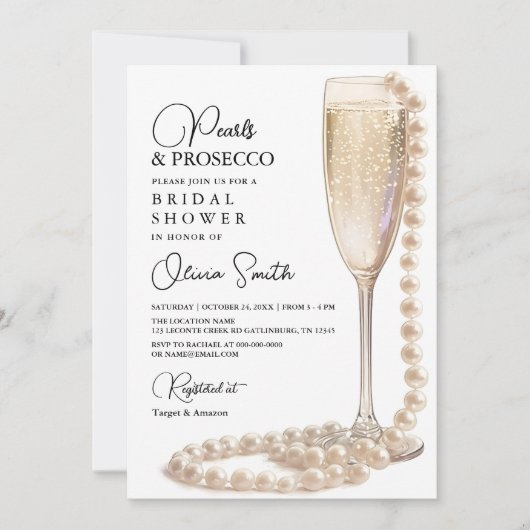 Invitation de Pearls et Prosecco (Devant)