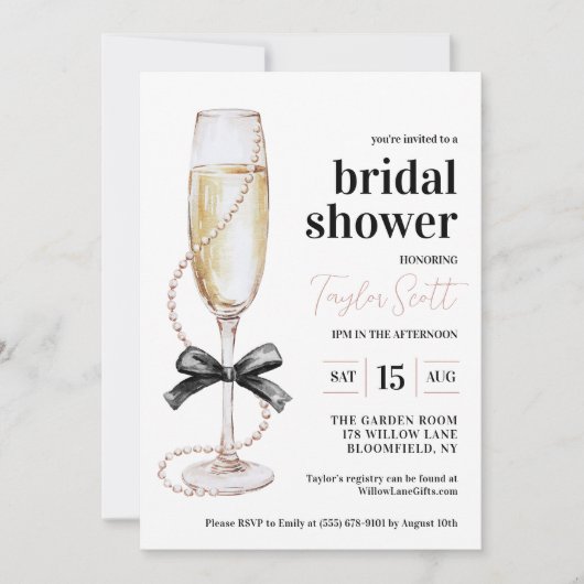 Invitation de Pearls et Prosecco (Devant)