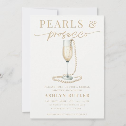 Invitation de Pearls et Prosecco (Devant)