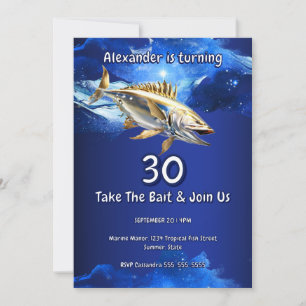 Invitation de pêche 30e anniversaire homme thème o