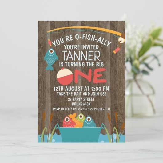 invitation de pêche d'anniversaire du (Debout devant)