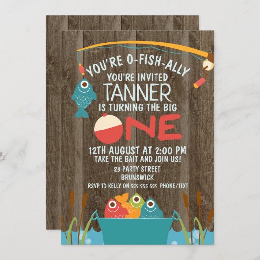 invitation de pêche d'anniversaire du (Devant / Derrière)