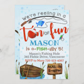 Invitation de pêche Garçon fête d'anniversaire Inv (Devant / Derrière)