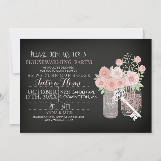 Invitation de pendaison de crémaillère avec pot de (Devant)