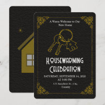Invitation de pendaison de crémaillère Black Gold