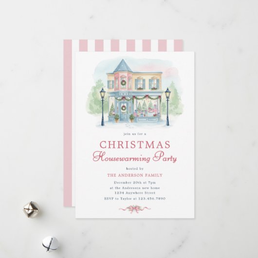 Invitation de pendaison de crémaillère de Noël à l (Devant/Arrière en situation)