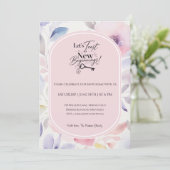Invitation de pendaison de crémaillère florale pas (Debout devant)