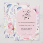 Invitation de pendaison de crémaillère florale pas (Devant / Derrière)