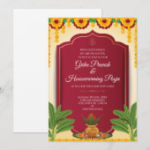 Invitation de pendaison de crémaillère indienne té (Devant / Derrière)