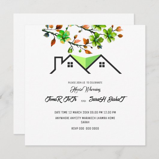 Invitation de pendaison de crémaillère modifiable, (Devant / Derrière)