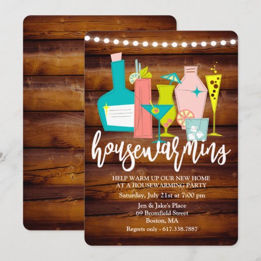 Invitation de pendaison de crémaillère pour boisso (Devant / Derrière)