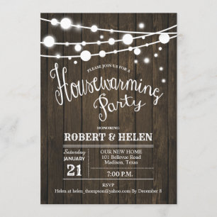 Invitation de pendaison de crémaillère rustique mo