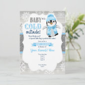 Invitation de Penguin Boy pour le Baby shower Boy (Debout devant)