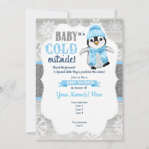 Invitation de Penguin Boy pour le Baby shower Boy