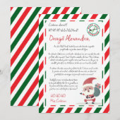 Invitation de Père Noël Rouge Vert Lettre (Devant / Derrière)