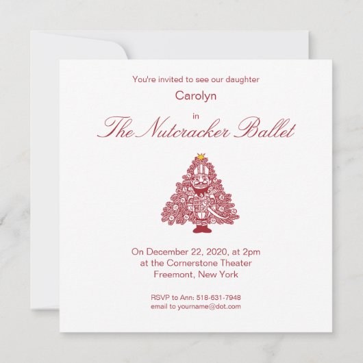 Invitation de performance Nutcracker Ballet (Dos)
