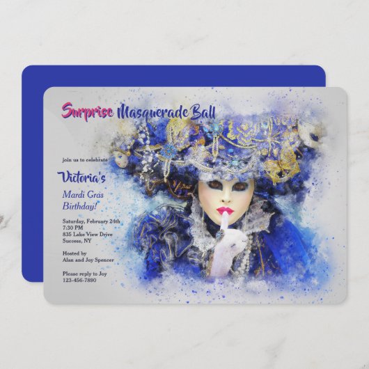 Invitation de personnage Masquerade (Devant / Derrière)