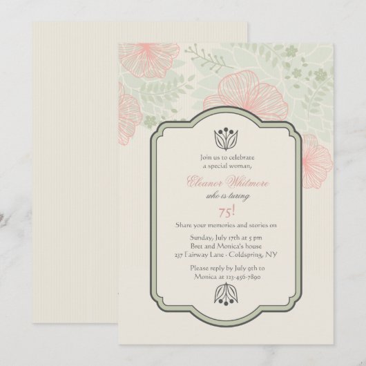 Invitation de pétales délicates (Devant / Derrière)