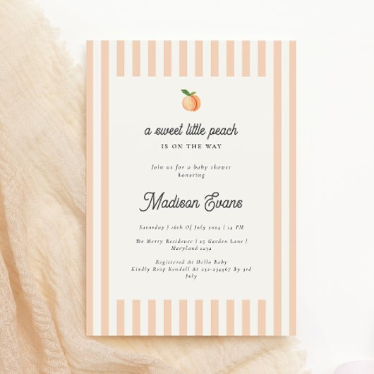 Invitation de petit Baby shower doux avec rayures