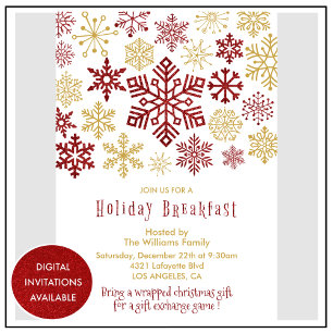 Invitation de petit-déjeuner de Noël Élégants floc