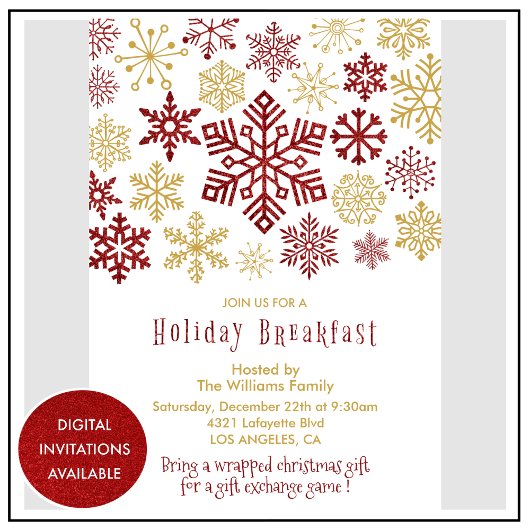 Invitation de petit-déjeuner de Noël Élégants floc