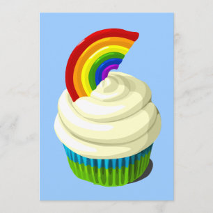 Invitation de petit gâteau d'arc-en-ciel