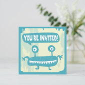 Invitation de petit monstre - BLUE (Debout devant)