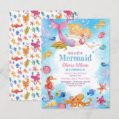 Invitation de petite sirène pour l'anniversaire de (Devant / Derrière)