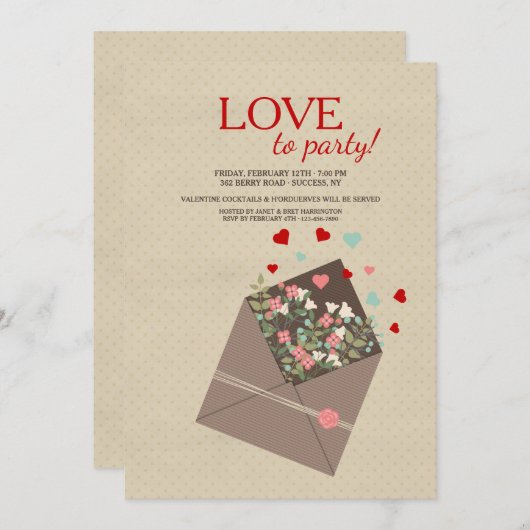 Invitation de petits bouquets de Valentine (Devant / Derrière)