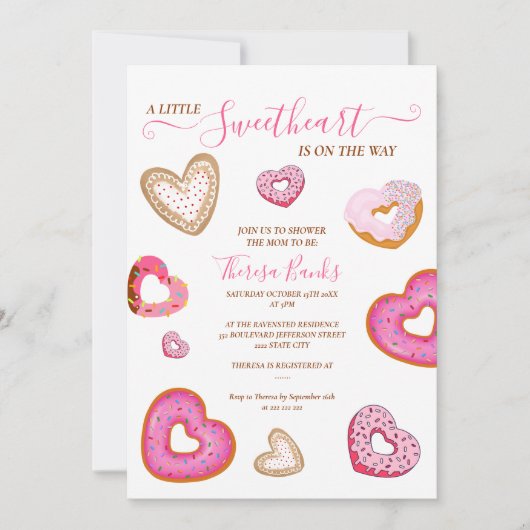 Invitation De petits coeurs de donuts pour la Saint-Valentin (Devant)