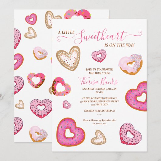 Invitation De petits donuts de la Saint-Valentin pour un peti (Devant / Derrière)