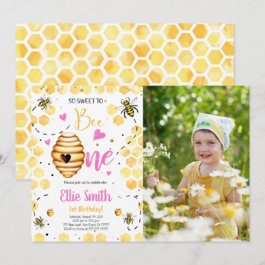 Invitation de photo d'abeille (Devant / Derrière)