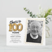 Invitation de photo d'anniversaire 100 ans Classic (Debout devant)