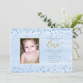 Invitation de photo d'anniversaire 1 an Light Blue (Debout devant)