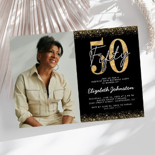 Invitation de photo d'anniversaire 50 ans glamour
